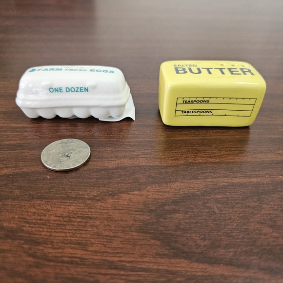 Other - Mini Yellow Butter Salt Shaker and Egg Holder PepperShaker Set.